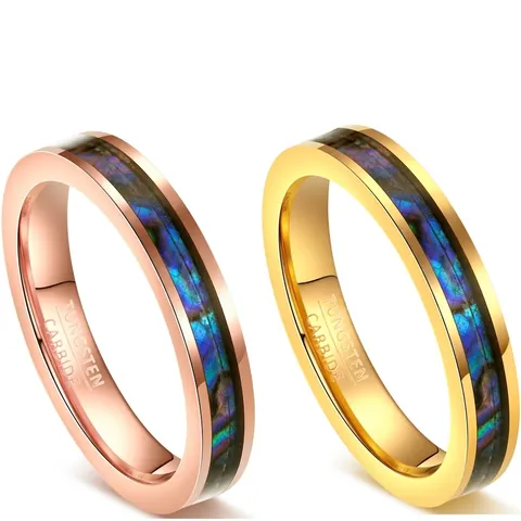 Women Tungsten Steel Ring Inlaid With Natural Abalone Shell Light Luxury Fashion Finger Jewelry For Daily Wear Party Gift For Her