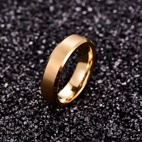 Men Tungsten Steel Band Ring Gold Plated Frosted Finish Minimalist Finger Ring Individual Texture Jewelry Accessories For Men