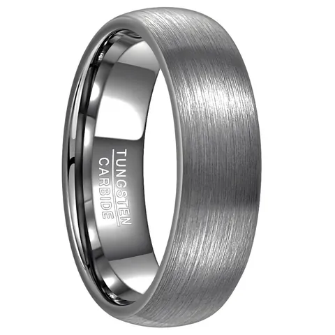 7mm Men's Tungsten Steel Ring Brushed Finish Polished Inner Band Comfort Fit Classic US Size 6-14 Simple Band Jewelry