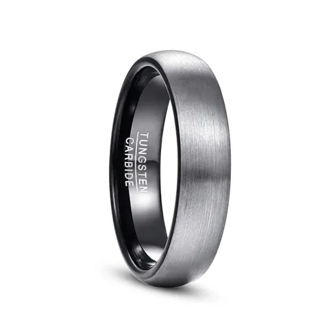6mm Dome Tungsten Carbide Ring For Men Brushed Frosted Surface Electroplated Black Inner Comfort Fit Wedding Band Jewelry