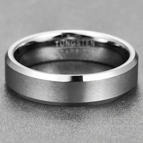 6mm Men's Tungsten Carbide Ring Matte Brushed Surface Beveled Edge Polished Comfort Fit Band Engagement Wedding Ring For Men