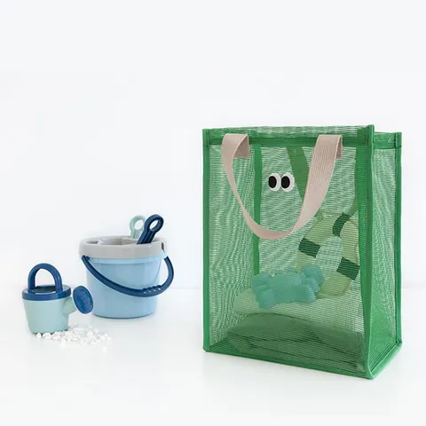 Cartoon Big Eyes Mesh Storage Bag Summer Breathable Travel Toiletry Pouch Portable Cosmetic Handbag For Beach Holiday Women