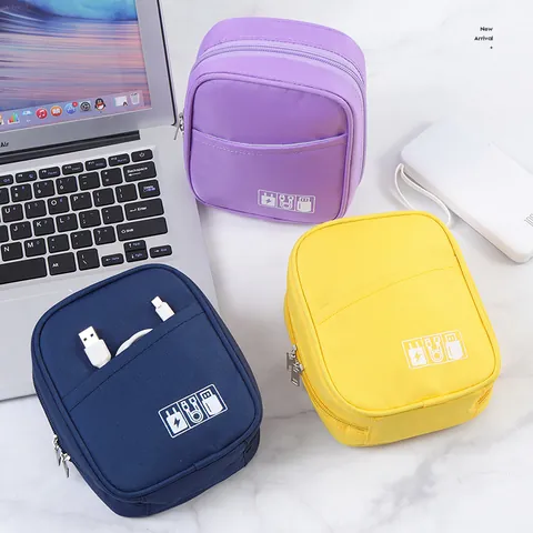 Portable Travel Digital Storage Bag Shockproof Oxford Cloth Electronic Organizer For Data Cable Charger Earphone Navy Orange Purple Yellow Grey