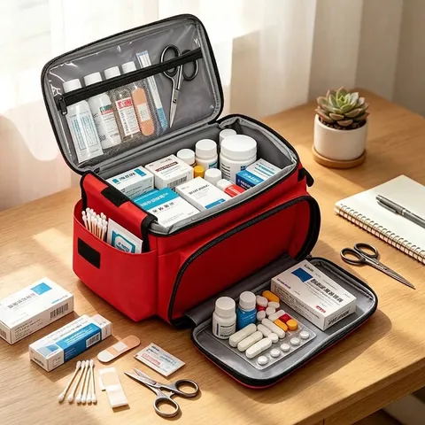 Borsa Medica in Tessuto Oxford Impermeabile Grande Capacità Kit di Primo Soccorso Organizer per Medicinali con Striscia Riflettente
