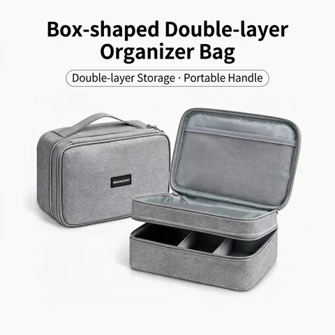 Cationic Oxford Cloth Electronic Accessories Organizer Bag Travel Double Layer Shockproof Gadget Case For Cable Charger