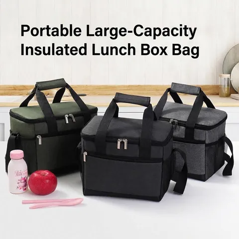 Isolierte Lunchtasche Große Kapazität Thermobox Handheld Wasserdicht Oxford Gewebe Kühltasche Für Büro Schule Picknick Damen Herren