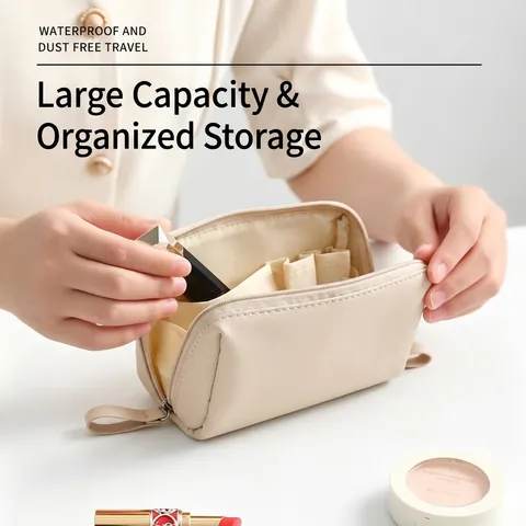Minimalist Portable Waterproof Nylon Cosmetic Bag Travel Toiletry Storage Pouch Small Makeup Bag For Lipstick Women