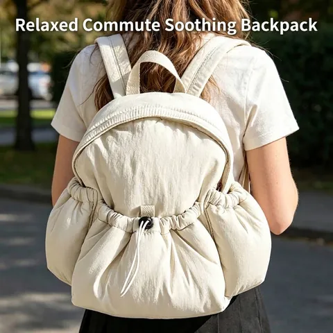 Minimalist Lightweight Quilted Drawstring Backpack For College Students Men Women Fashion Commuter Outdoor Travel Bag Expandable School Backpack