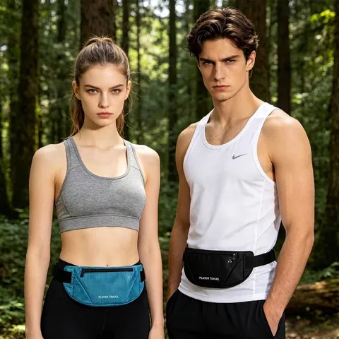 Outdoor Running Waist Bag Waterproof Lightweight Oxford Cloth Fanny Pack With Headphone Hole Adjustable Belt For Fitness Hiking Cycling Unisex