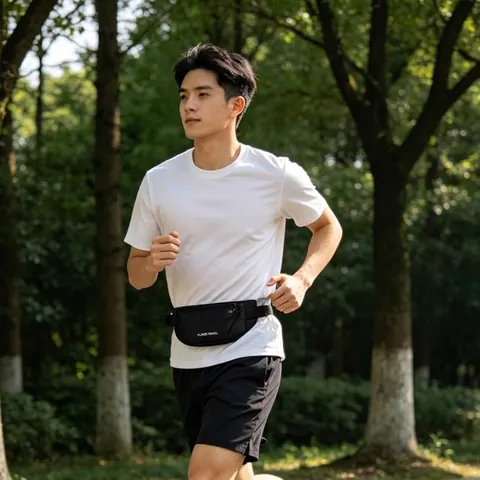 Outdoor Running Waist Bag Waterproof Lightweight Oxford Cloth Fanny Pack With Headphone Hole Adjustable Belt For Fitness Hiking Cycling Unisex