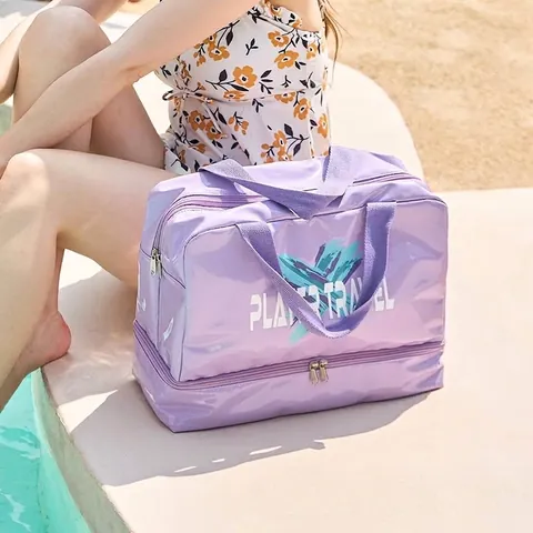 Waterproof Swimming Bag With Dry Wet Separation Large Capacity Travel Gym Bag With Independent Shoe Compartment Beach Tote Bag