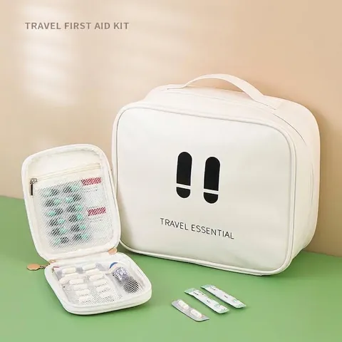 Kit Di Pronto Soccorso Portatile In Pelle PU Impermeabile Borsa Per Medicinali Da Viaggio Grande Capacità Per Casa Viaggi