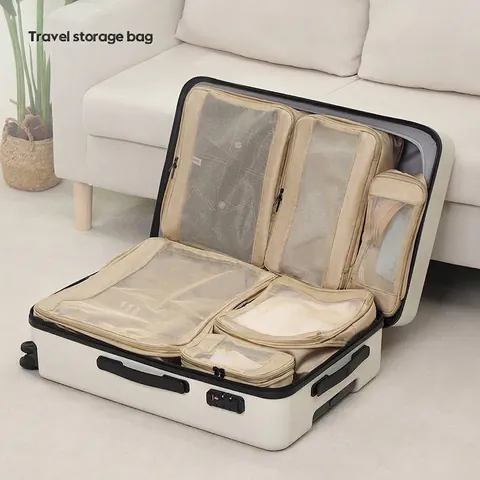 Travel Compression Packing Cubes Luggage Organizer Bag Expandable Storage Pouch Set For Clothes Suitcase Organizer