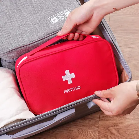 Grande Borsa di Primo Soccorso Portatile Borsa per Medicinali in Tessuto Oxford Organizzatore di Medicinali per Esterni Viaggi Casa Veicolo