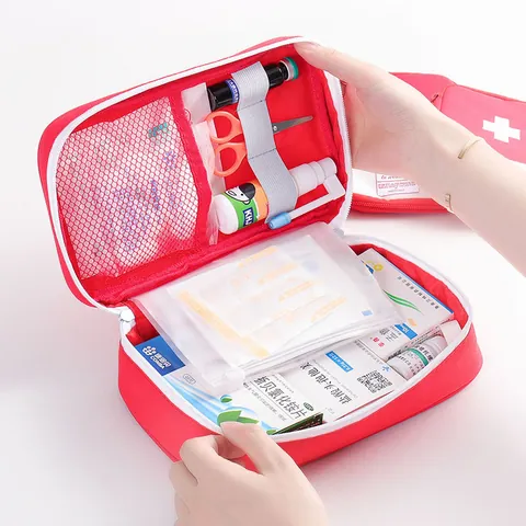 Grande Borsa di Primo Soccorso Portatile Borsa per Medicinali in Tessuto Oxford Organizzatore di Medicinali per Esterni Viaggi Casa Veicolo