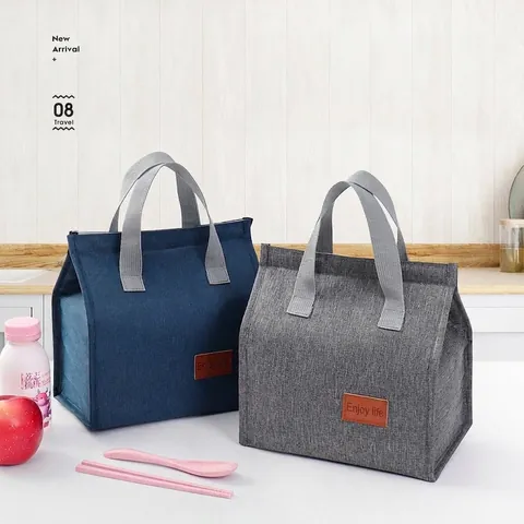 Moderne Minimalistische Isolierte Lunchtasche Oxford-Gewebe Thermische Essenstote Tragbare Große Kapazität Kühltasche Für Büro Schule
