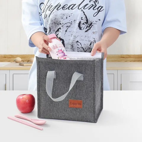 Moderne Minimalistische Isolierte Lunchtasche Oxford-Gewebe Thermische Essenstote Tragbare Große Kapazität Kühltasche Für Büro Schule