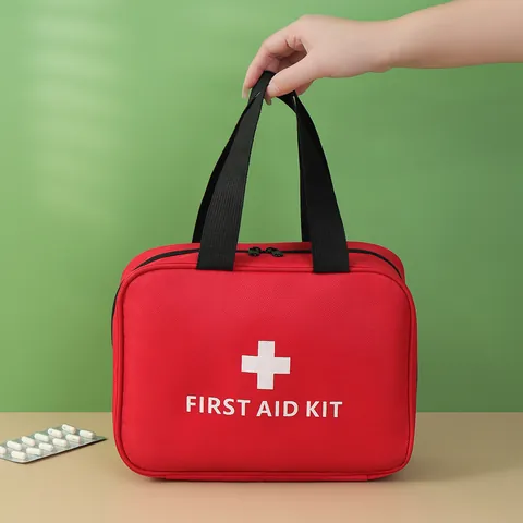 Borsa per Kit di Primo Soccorso Portatile in Tessuto Oxford Borsa di Stoccaggio Medico di Emergenza Viaggio Casa Organizzatore Rosso