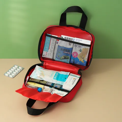 Borsa per Kit di Primo Soccorso Portatile in Tessuto Oxford Borsa di Stoccaggio Medico di Emergenza Viaggio Casa Organizzatore Rosso