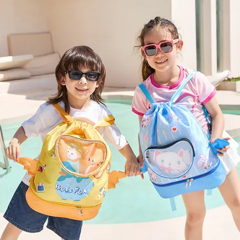 Cartoon Kinder Schwimmen Wasserdichter Rucksack Nass-Trocken-Trennung Große Kapazität Outdoor Training Sporttasche Für Jungen Mädchen