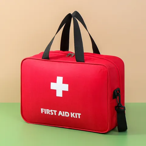 Kit di Primo Soccorso di Grande Capacità Borsa Medica di Emergenza Portatile da Esterno Organizer per Medicinali da Viaggio in Tessuto Oxford Rosso
