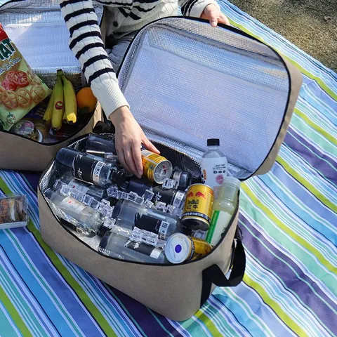 Große Kapazität Isolierte Picknicktasche Tragbare Thermische Kühltasche Wasserdichte Oxford Tuch Lunch Tasche Handheld Schulter Crossbody Tote Für Outdoor Reisen