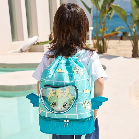 Cartoon Kinder Schwimmen Wasserdichter Rucksack Nass-Trocken-Trennung Große Kapazität Outdoor Training Sporttasche Für Jungen Mädchen