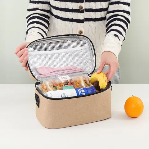 Große Kapazität Isolierte Picknicktasche Tragbare Thermische Kühltasche Wasserdichte Oxford Tuch Lunch Tasche Handheld Schulter Crossbody Tote Für Outdoor Reisen