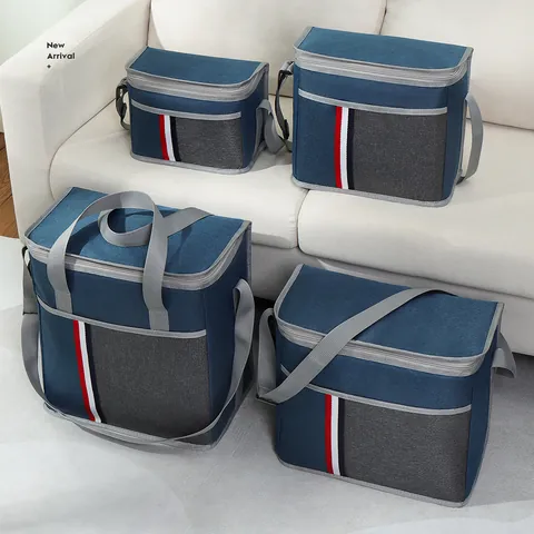 Large Capacity Foldable Insulated Lunch Bag Oxford Cloth Aluminum Foil Thermal Cooler Picnic Bag For Outdoor Camping Work Women Men