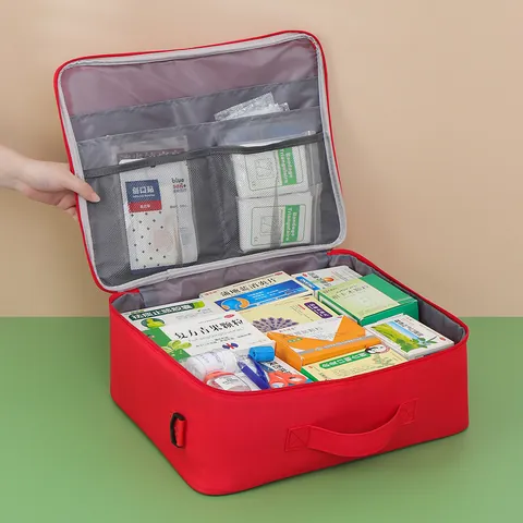 Borsa Medica Portatile ad Alta Capacità in Tessuto Oxford Kit di Primo Soccorso da Viaggio Casa Auto Custodia per Farmaci