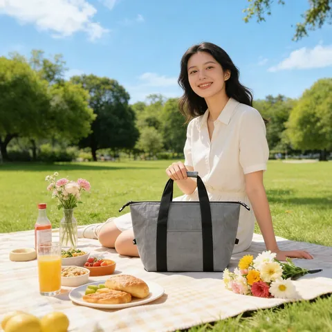 Portable Insulated Cooler Bag Waterproof Oxford Cloth Large Capacity Picnic Camping Handheld Thermal Preservation Storage Bag