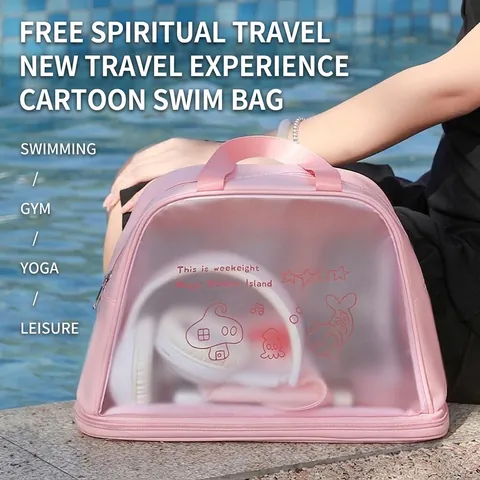 Borsa da Toeletta Impermeabile in PVC di Moda Grande Capacità Organizzatore per Trucco Trasparente Borsa da Viaggio Portatile per Spiaggia Nuoto Unisex