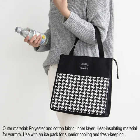 Bolsa de Almuerzo Aislada Portátil Tela Oxford Bolsa Térmica Bento Para Picnic Al Aire Libre Oficina Escuela Bolsa de Pañales Estampado Pata de Gallo Rayas
