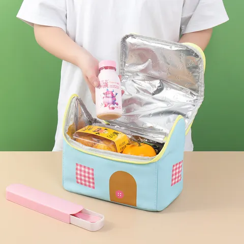 Creative House Shaped Insulated Lunch Bag Portable Thermal Bento Tote Bag For Kids Students Office Workers Meal Prep Bag