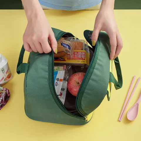 Cartoon Insulated Lunch Bag For Kids Students Office Thermal Bento Box Bag Waterproof Oxford Cloth Portable Meal Handbag For Picnic Travel