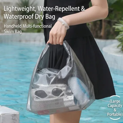 Waterproof PVC Mesh Makeup Bag Large Capacity Travel Toiletry Wash Bag Portable Beach Drifting Handbag Storage Pouch For Women