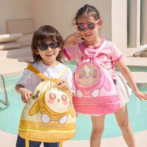 Kinder Wasserdicht Schwimmtasche Kinder Trocken Und Nass Trennung Kordelzug Rucksack Cartoon Reise Strand Sport Aufbewahrungstasche
