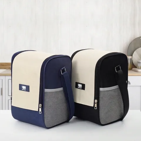 Insulated Lunch Bag Large Capacity Oxford Cloth Thermal Box Bag With Adjustable Shoulder Strap Double Zipper Picnic Cooler Bag For Travel Office Women Men