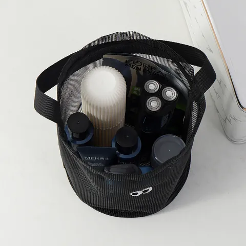 Polyester Mesh Bucket Bag With Cute Eyes Hollow Out Quick Dry Portable Shower Caddy For Beach Bathroom Travel Women Handbag