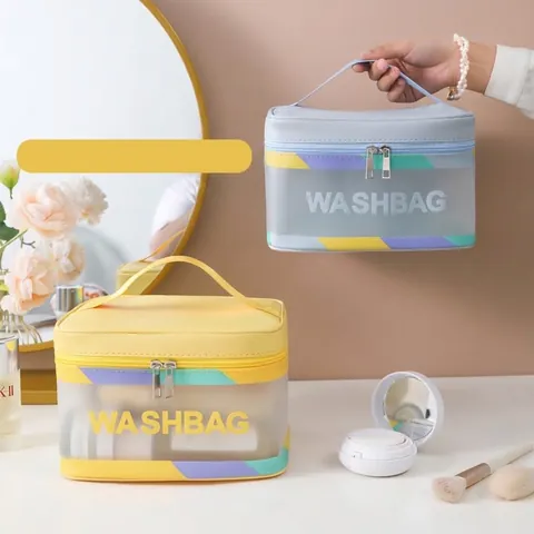 Doppelschicht Große Kapazität Reise Kosmetiktasche Wasserdicht Polyester Tragbar Toilettenartikel Organizer Handheld Makeup Lagerung