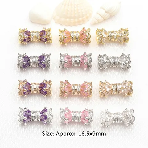 Copper Gold Silver Plated Zirconia Rotating Screw Buckle Waist Shape Pearl Clasp Double Layer Necklace Connector DIY Jewelry Finding