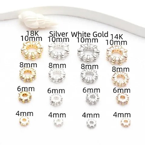 14K Vergoldete Zirkonia Großloch-Zwischenperlen Farbbeständiger Kupfer-Mikro-Pave-Bohrring Für DIY-Schmuckherstellungszubehör