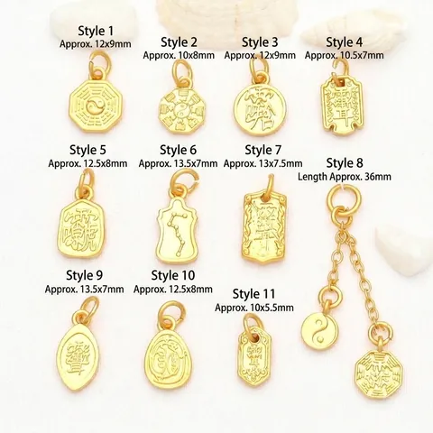 Gold Plated Alloy DIY Jewelry Pendants Bagua Tai Chi Charm Beads For Bracelet Necklace Making Traditional Chinese Style Accessory