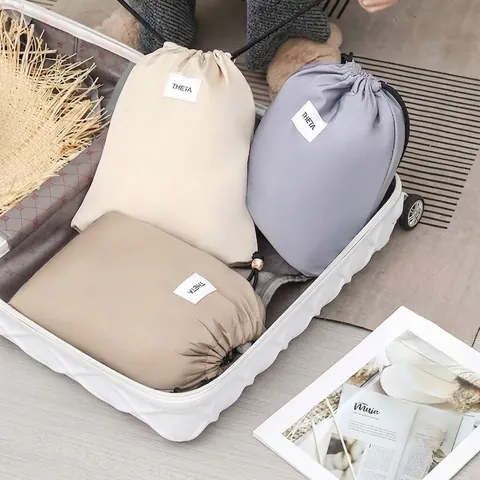 Waterproof Polyester Drawstring Storage Bag Travel Laundry Organizer Pouch For Clothes Underwear Socks Portable Dustproof Bag