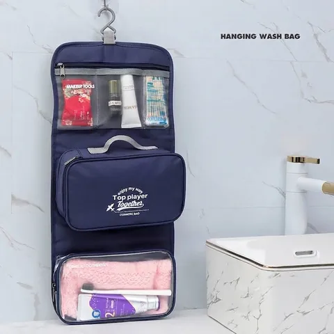 Travel Toiletry Bag Large Capacity Hanging Wash Bag Business Toiletry Organizer Waterproof Oxford Cloth Wet Dry Separation Cosmetic Bag