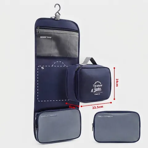 Travel Toiletry Bag Large Capacity Hanging Wash Bag Business Toiletry Organizer Waterproof Oxford Cloth Wet Dry Separation Cosmetic Bag