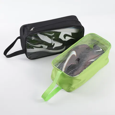 Portable Travel Shoe Storage Bag Oxford Cloth Dustproof Moisture-Proof Organizer With Transparent PVC Window Handheld Zipper