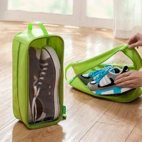 Portable Travel Shoe Storage Bag Oxford Cloth Dustproof Moisture-Proof Organizer With Transparent PVC Window Handheld Zipper