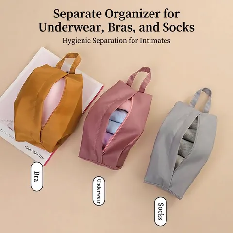 Portable Waterproof Oxford Cloth Travel Underwear Storage Bag For Panties Socks Bra Handheld Organizer Pouch Multi-functional Clothing Divider Bag