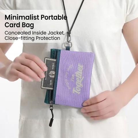 Oxford Cloth Travel Anti-Theft Neck Pouch Portable Passport Holder Hidden Hidden Crossbody Wallet Small Bag For Women Men